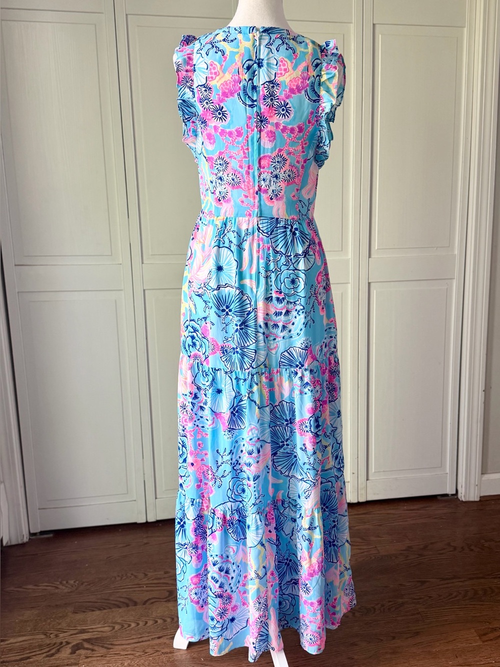 Lilly Pulitzer Destin Maxi Dress Once Upon a Tide Blue Pink | Size 2 EUC - Picture 5 of 14